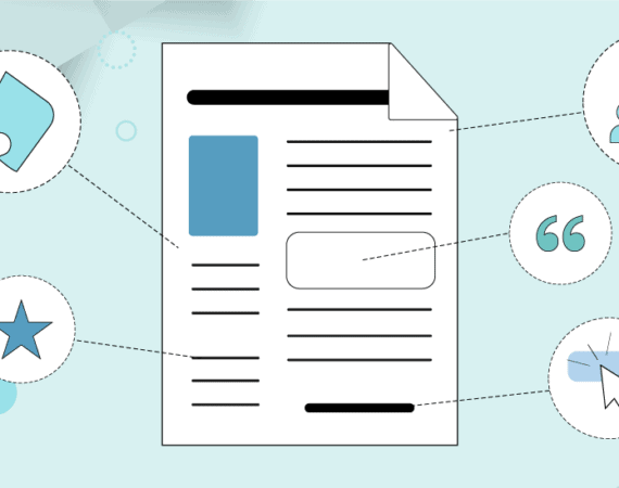 A graphic with an illustrated example of a product data sheet.