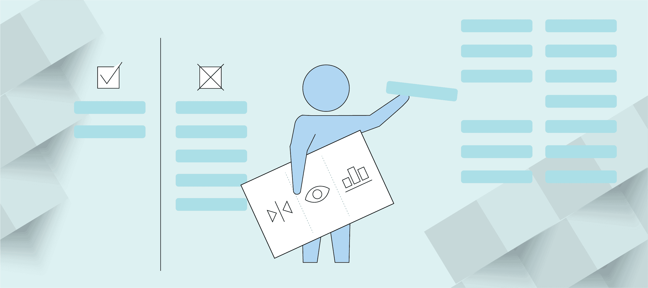 Graphic of product manager trying to manage internal product feature requests